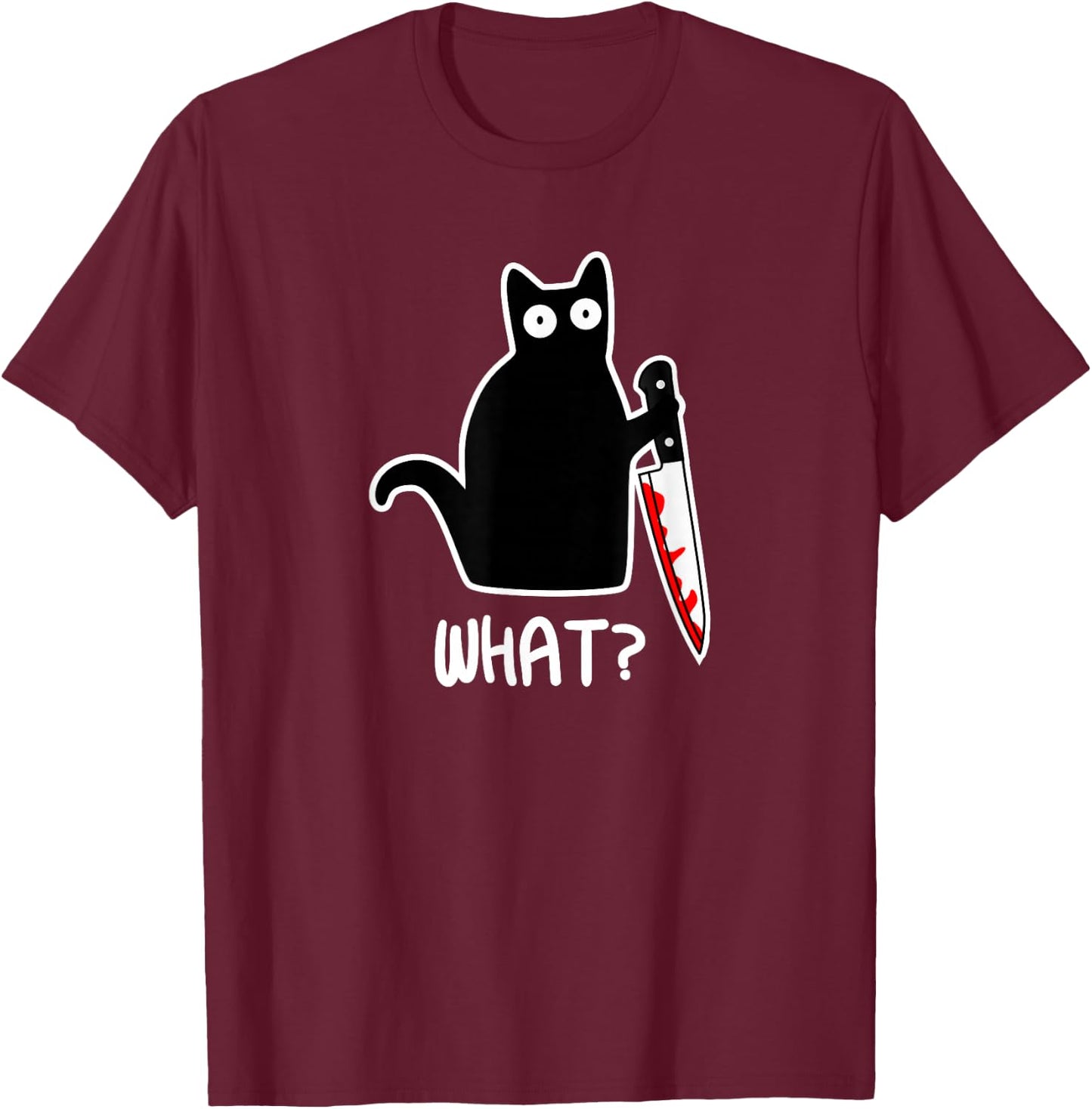Joyouse Urban Style Murder Cat Gift - Adults - Black - Short Sleeve - Classic Fit - Cotton & Polyester - Machine Wash T-Shirt - T-Shirt | Maroon
