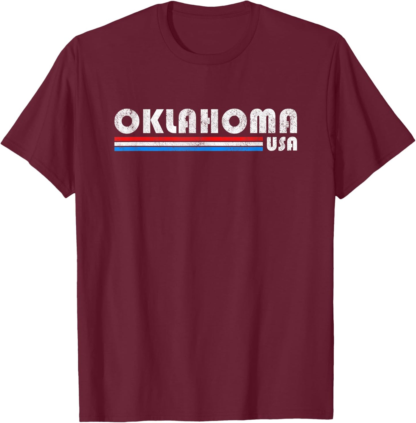 Oklahoma USA Retro Vintage State Gift T-Shirt - T-Shirt | Maroon