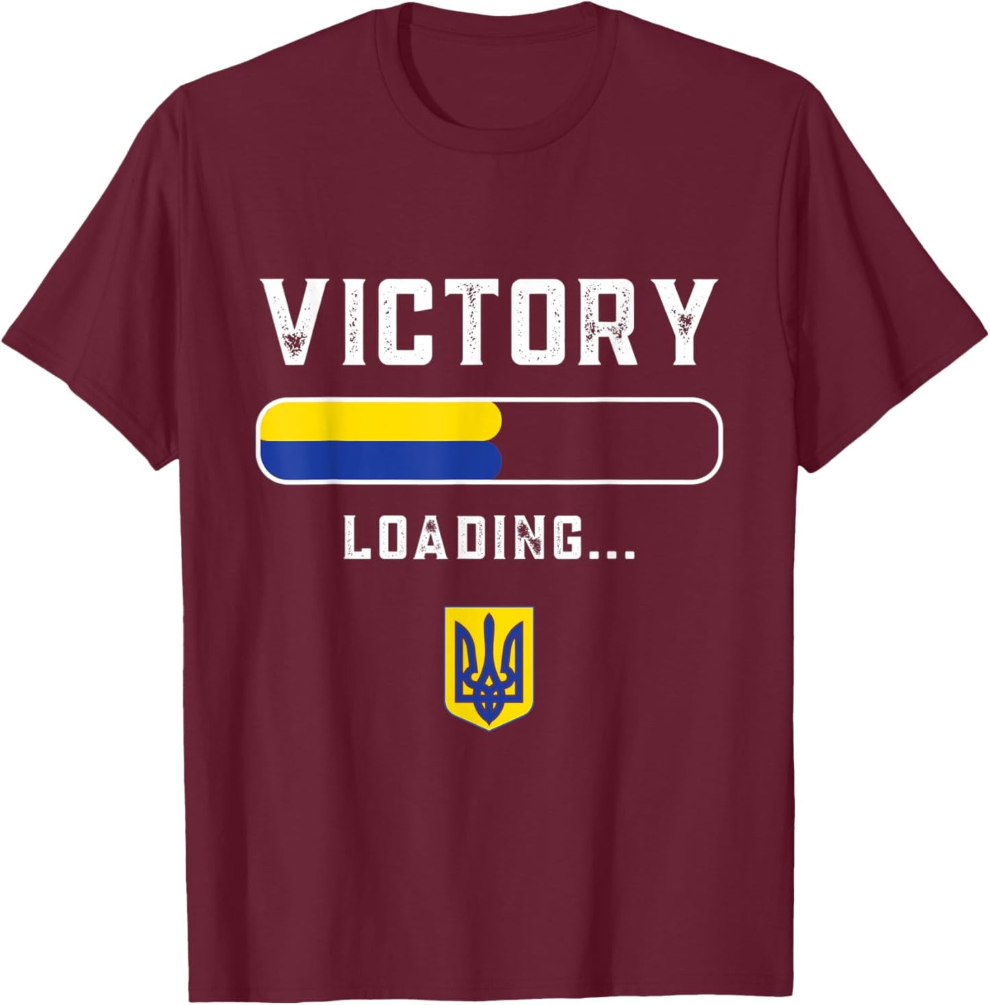 Ukraine Victory is loading. America Ukrainian Flags Veteran T-Shirt - T-Shirt | Maroon