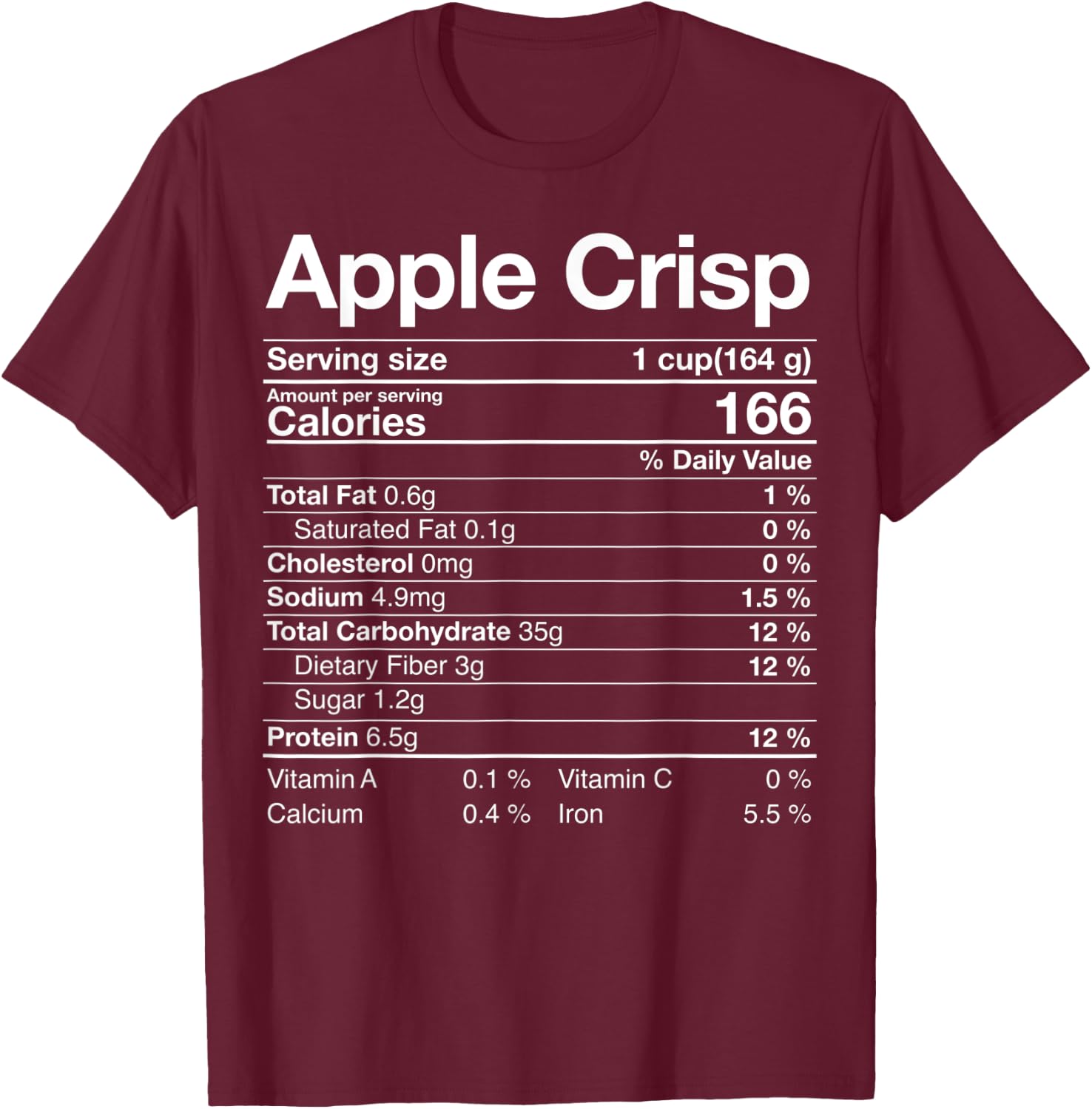 Apple Crisps Nutritional Fact Christmas Thanksgiving Gift T-Shirt - T-Shirt | Maroon