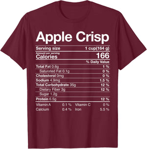 Apple Crisps Nutritional Fact Christmas Thanksgiving Gift T-Shirt - T-Shirt | Maroon