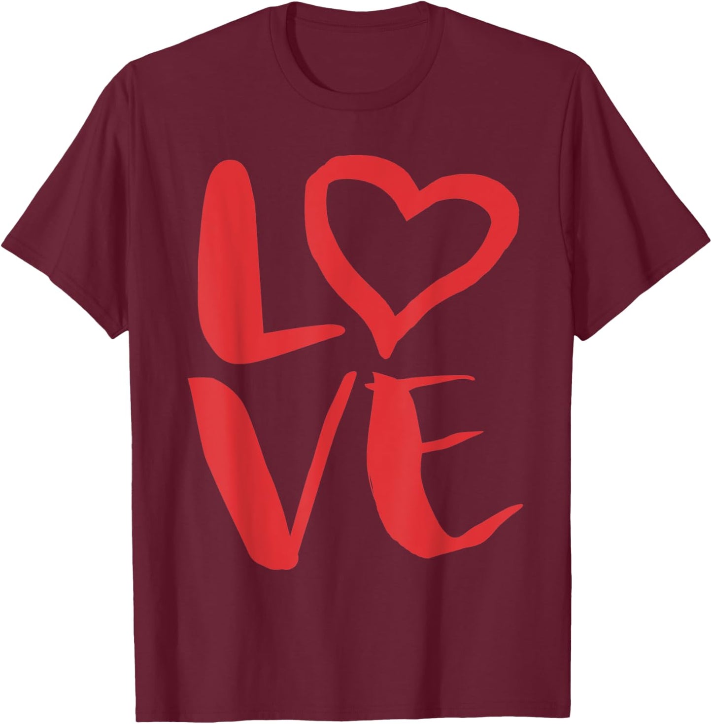 LOVE! Graphic Heart Scribble T-Shirt - T-Shirt | Maroon