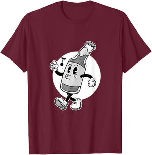 Retro Rubber Hose 20s Old Cartoons style Vintage.beer bottle T-Shirt - T-Shirt | Maroon