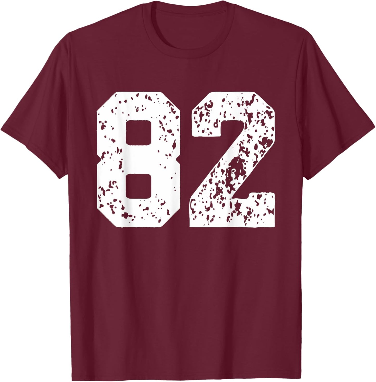 Number 82 White Best Classic College Style Birthday Funny T-Shirt - T-Shirt | Maroon