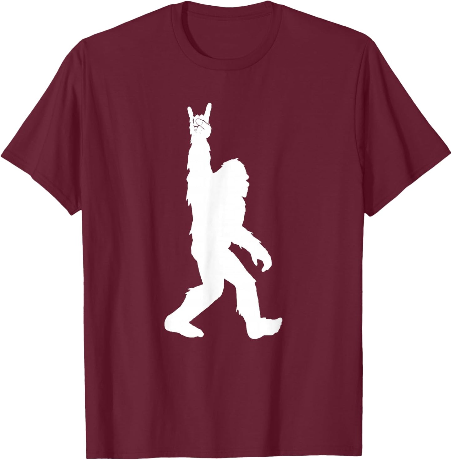 Funny Bigfoot Rock and Roll for Sasquatch Believers T-Shirt - T-Shirt | Maroon