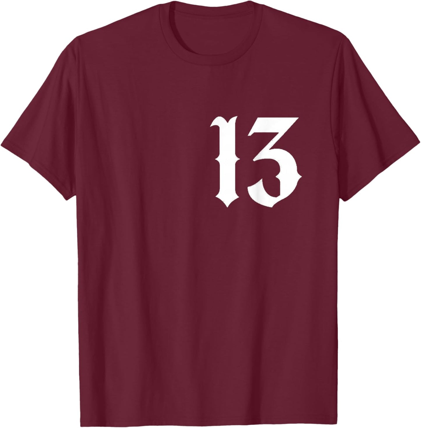 13 , Lucky Number 13, 13 Mobile Phone Case, Number 13 T-Shirt - T-Shirt | Maroon