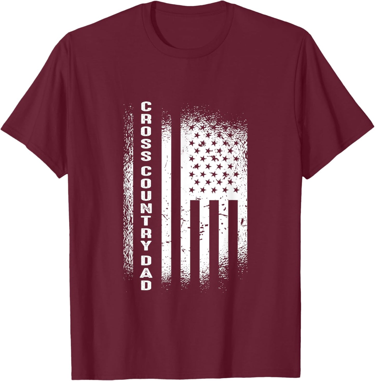 Cross Country Dad Running Vintage American Flag XC Runner T-Shirt - T-Shirt | Maroon
