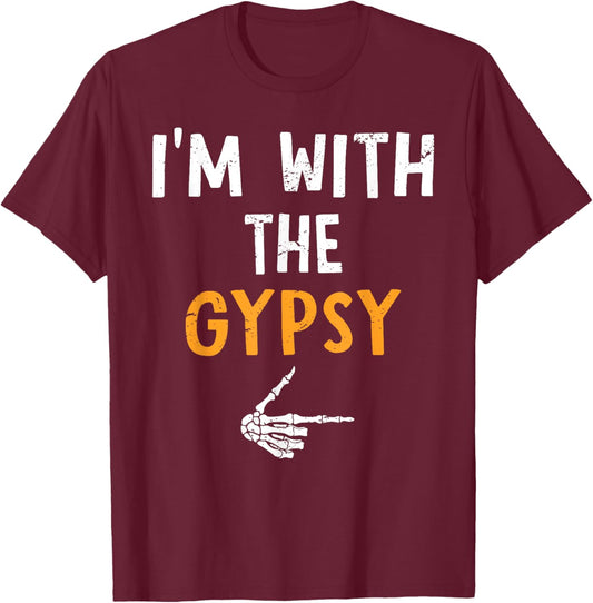 I'm with The Gypsy Costume Halloween Matching Couple T-Shirt - T-Shirt | Maroon
