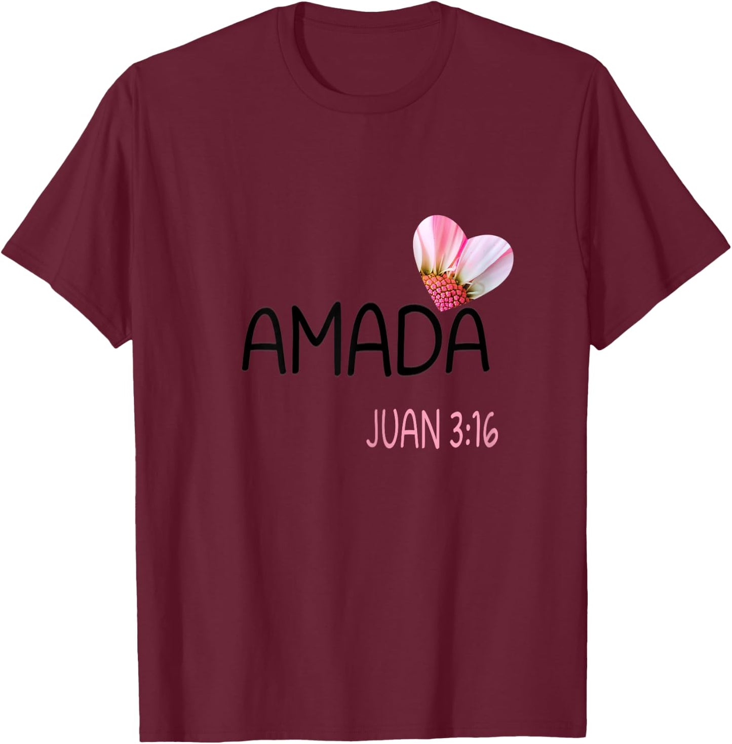 Amada Women Spanish Christian and Biblical T-Shirt - T-Shirt | Maroon