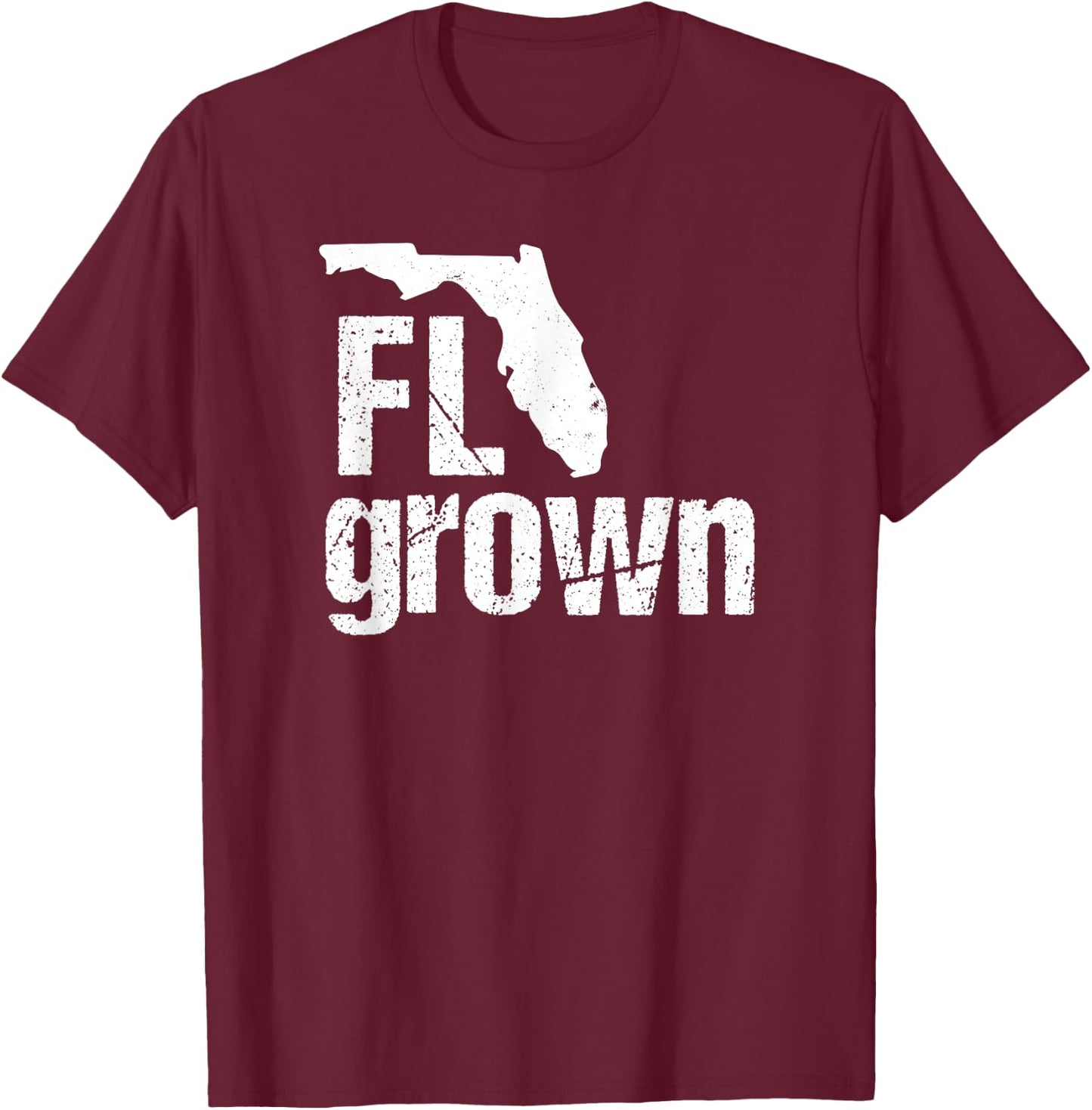 Florida Grown FL Home State Shirt Distressed Gift T-Shirt - T-Shirt | Maroon