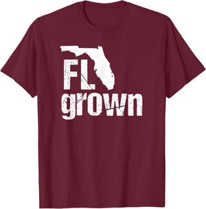Florida Grown FL Home State Shirt Distressed Gift T-Shirt - T-Shirt | Maroon
