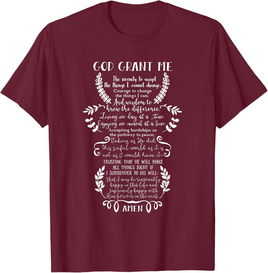 God Grant Me The Serenity Christian Prayer T-Shirt - T-Shirt | Maroon