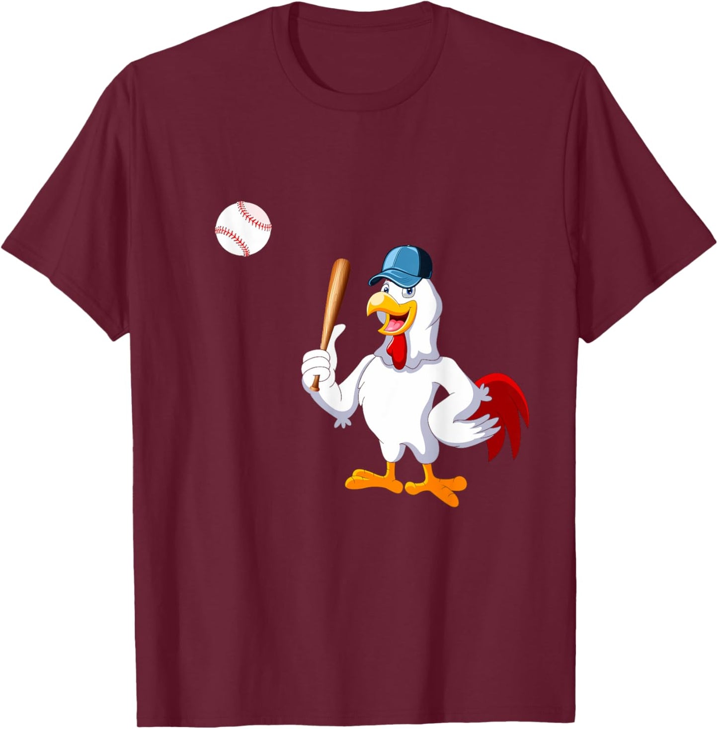 Chicken Playing Baseball Costume Baseball Player Family Kids T-Shirt - T-Shirt | Maroon