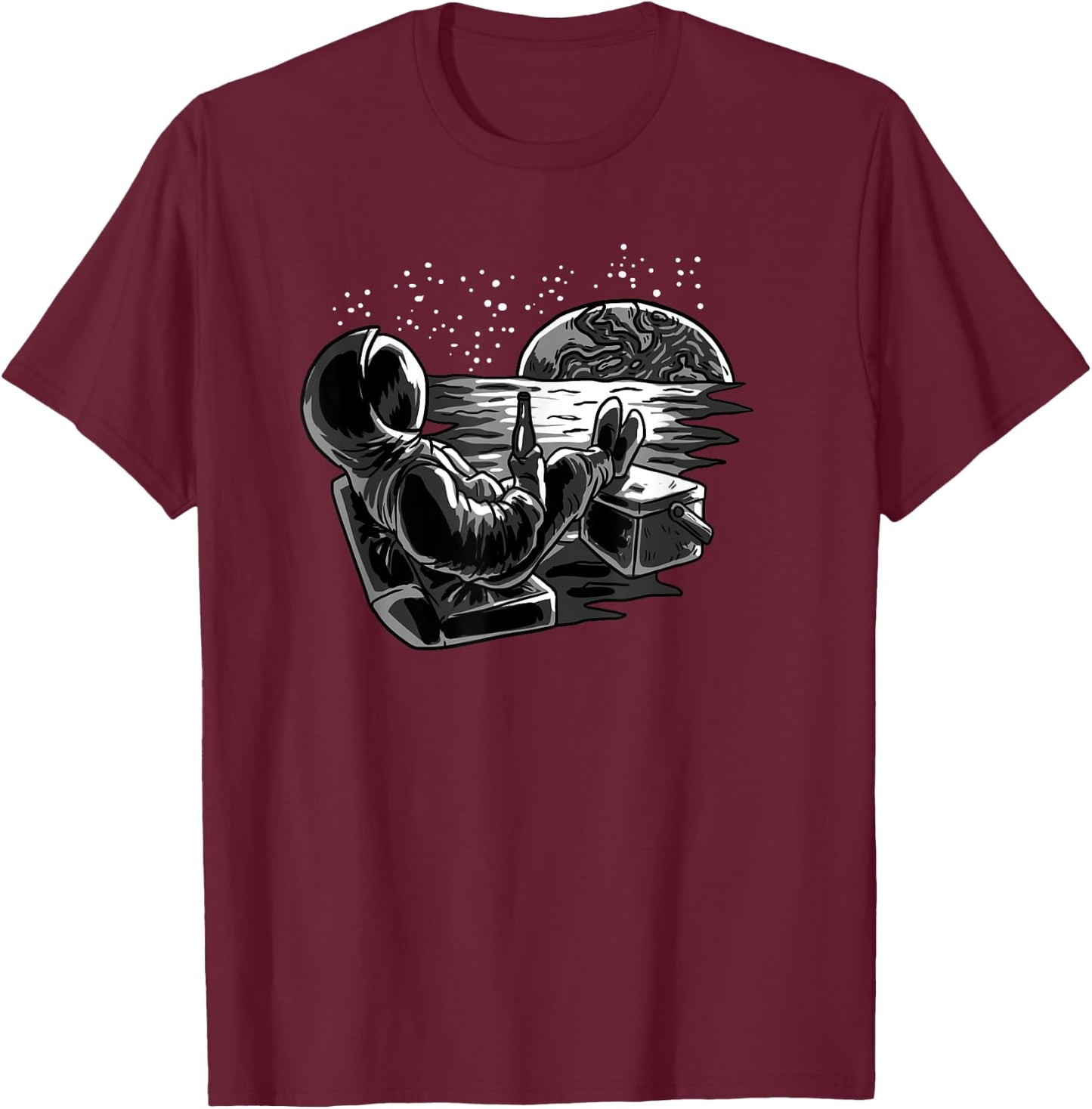 Astronaut Chill Beer Space Moon Funny Galaxy Astronaut Gift T-Shirt - T-Shirt | Maroon