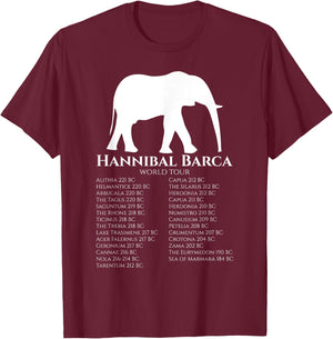 Hannibal Barca World Tour History Of Rome & Carthage T-Shirt - T-Shirt | Maroon