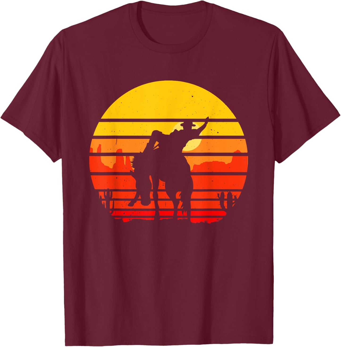 Retro Horse Riding Cowboy Vintage Western Country Horse T-Shirt - T-Shirt | Maroon