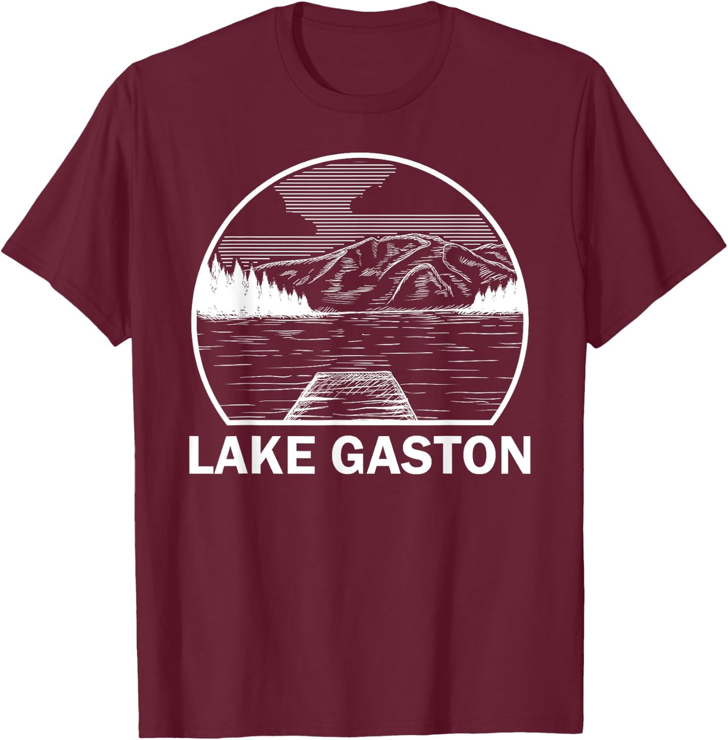 LAKE GASTON NORTH CAROLINA Funny Fishing Camping Summer Gift Women Kids T-Shirt - T-Shirt | Maroon