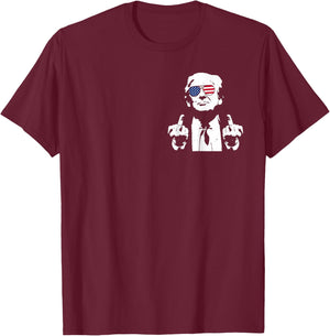 (Front and Back) You Missed Trump 2024 US American Flag T-Shirt - T-Shirt | Maroon