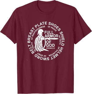 Put on The Full Armor of God Christian, Catholic, Religious T-Shirt - T-Shirt | Maroon
