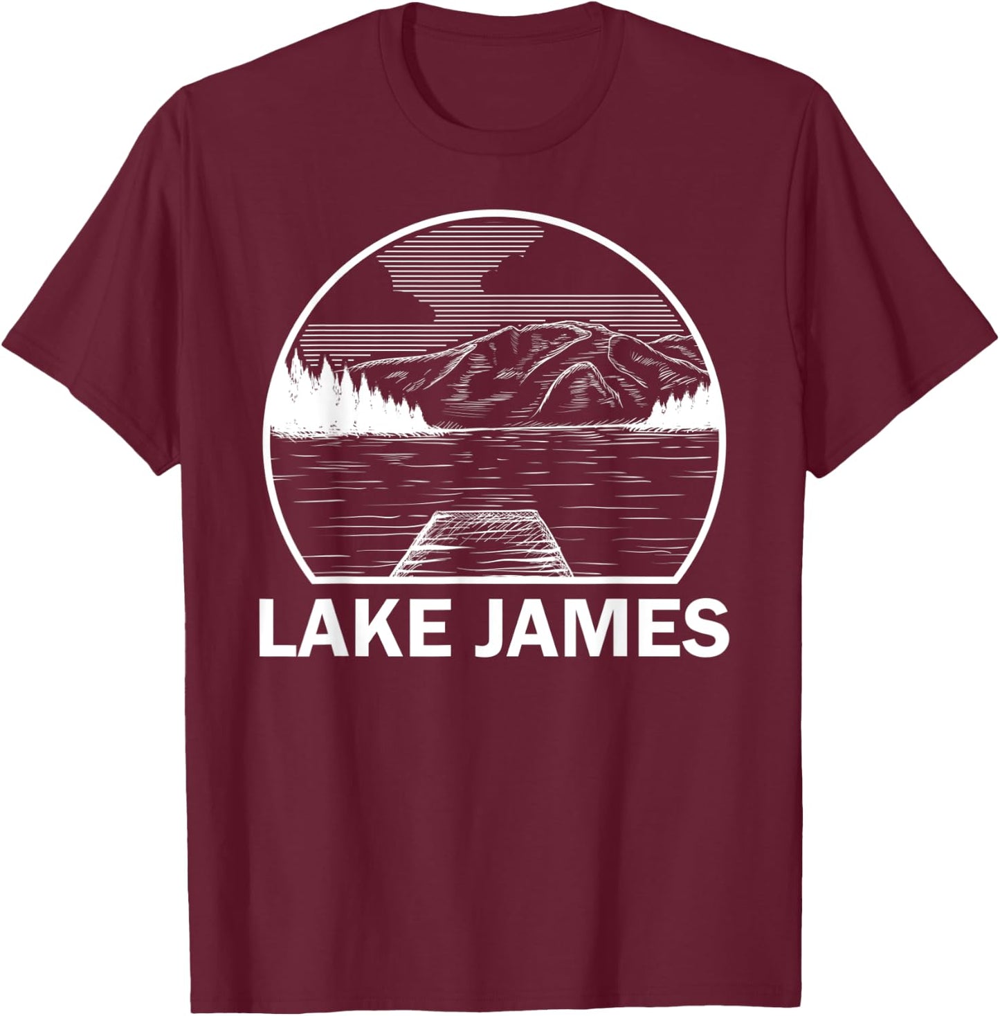 LAKE JAMES INDIANA Funny Fishing Camping Summer Gift Men Women Kids T-Shirt - T-Shirt | Maroon