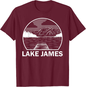 LAKE JAMES INDIANA Funny Fishing Camping Summer Gift Men Women Kids T-Shirt - T-Shirt | Maroon