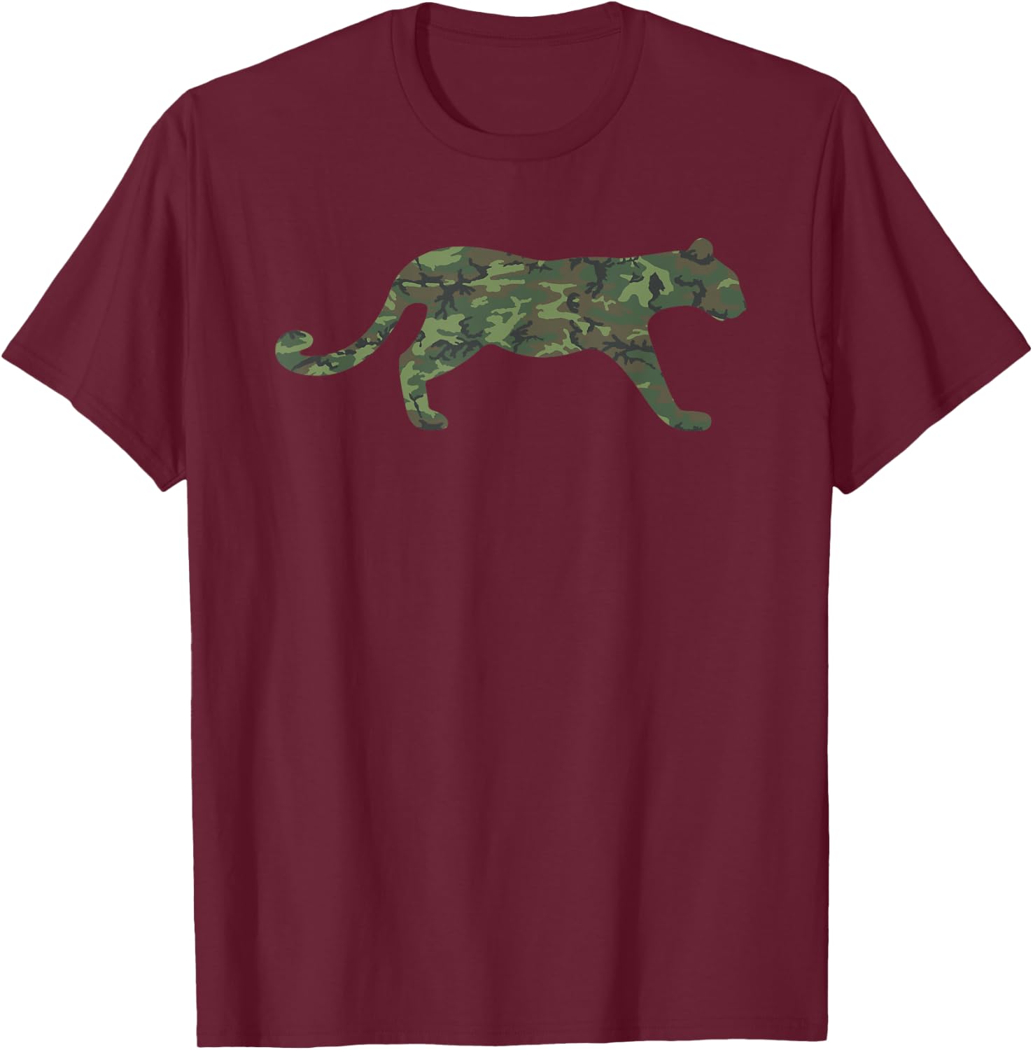 Military Cougar Camo Print US Puma Animal Veteran Men Gift T-Shirt - T-Shirt | Maroon