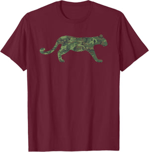 Military Cougar Camo Print US Puma Animal Veteran Men Gift T-Shirt - T-Shirt | Maroon