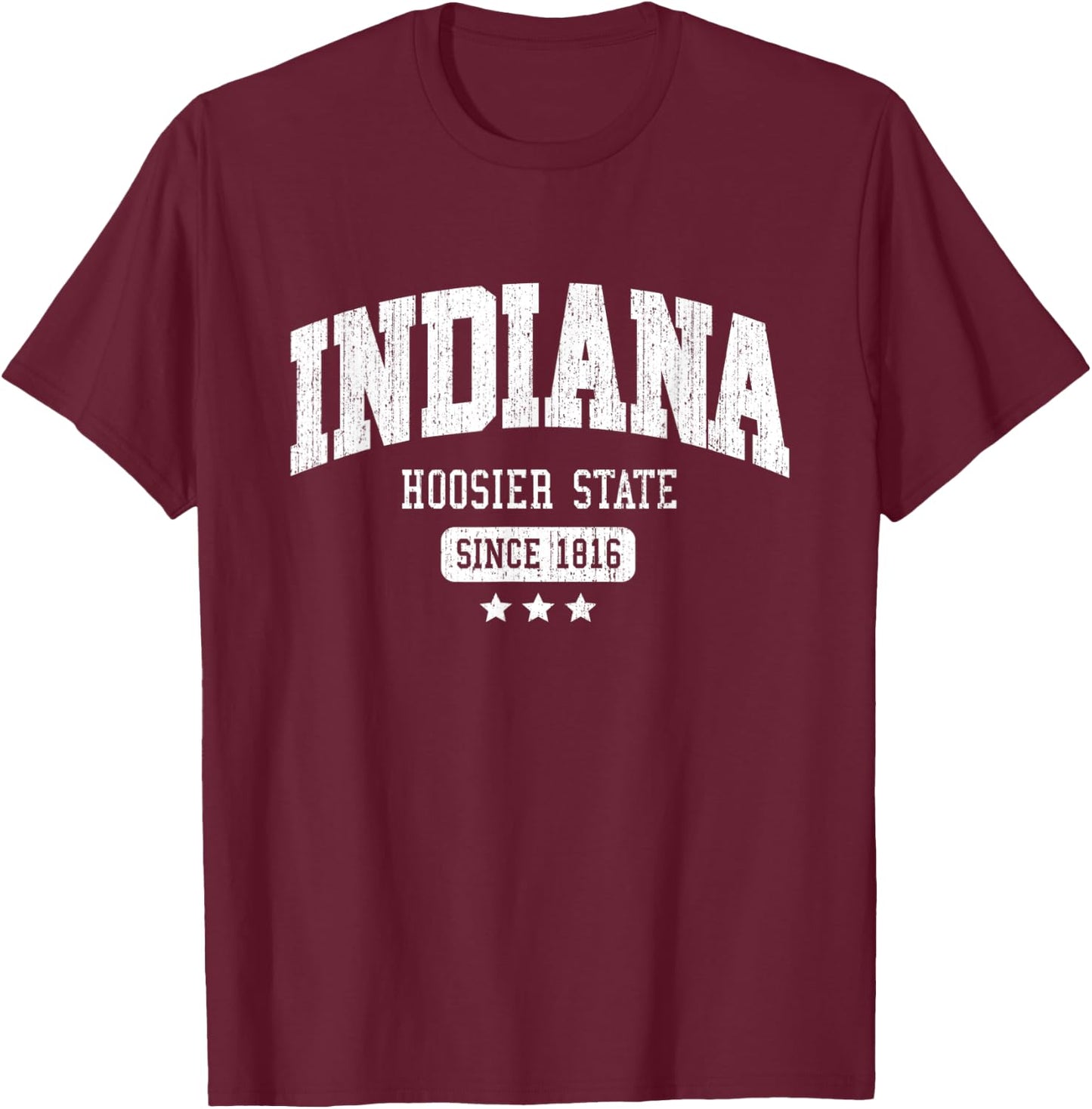 Vintage Indiana Hoosier State Athletic White Rough Text T-Shirt - T-Shirt | Maroon