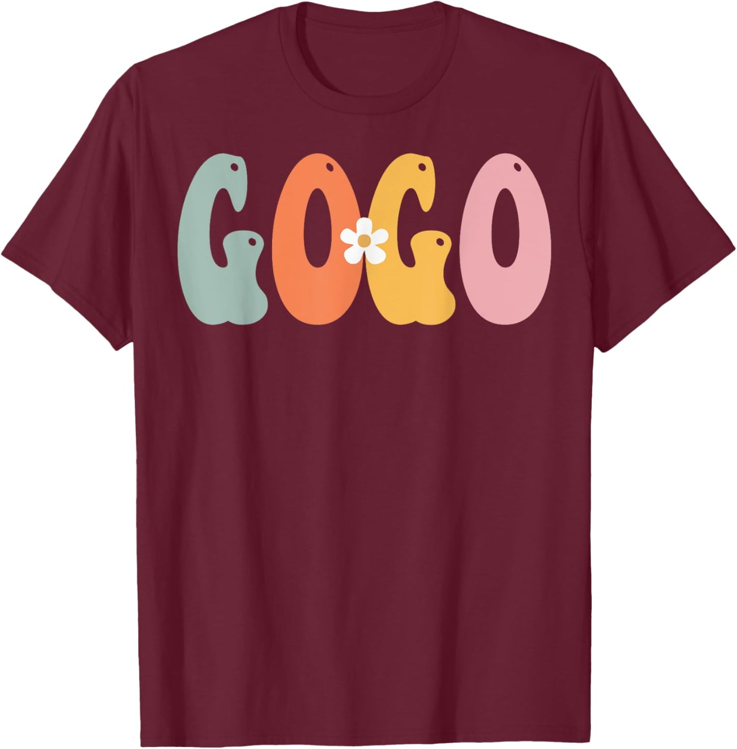 NorthPole Attire GOGO Retro Groovy Print Mom Cute Mother's Day Funny Grandma T-Shirt - T-Shirt | Maroon