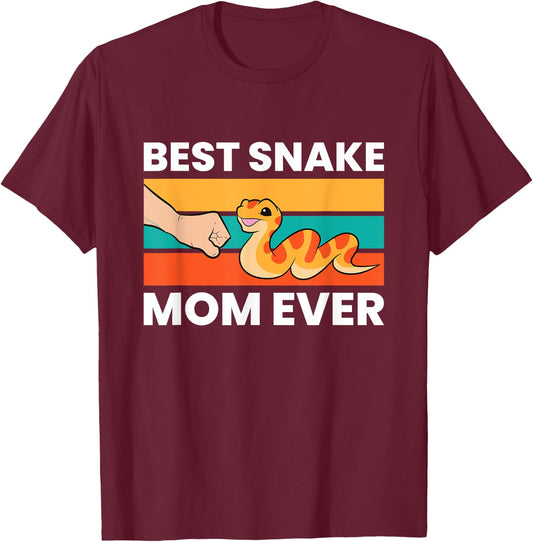 Pet Snake Best Snake Mom Ever T-Shirt - T-Shirt | Maroon