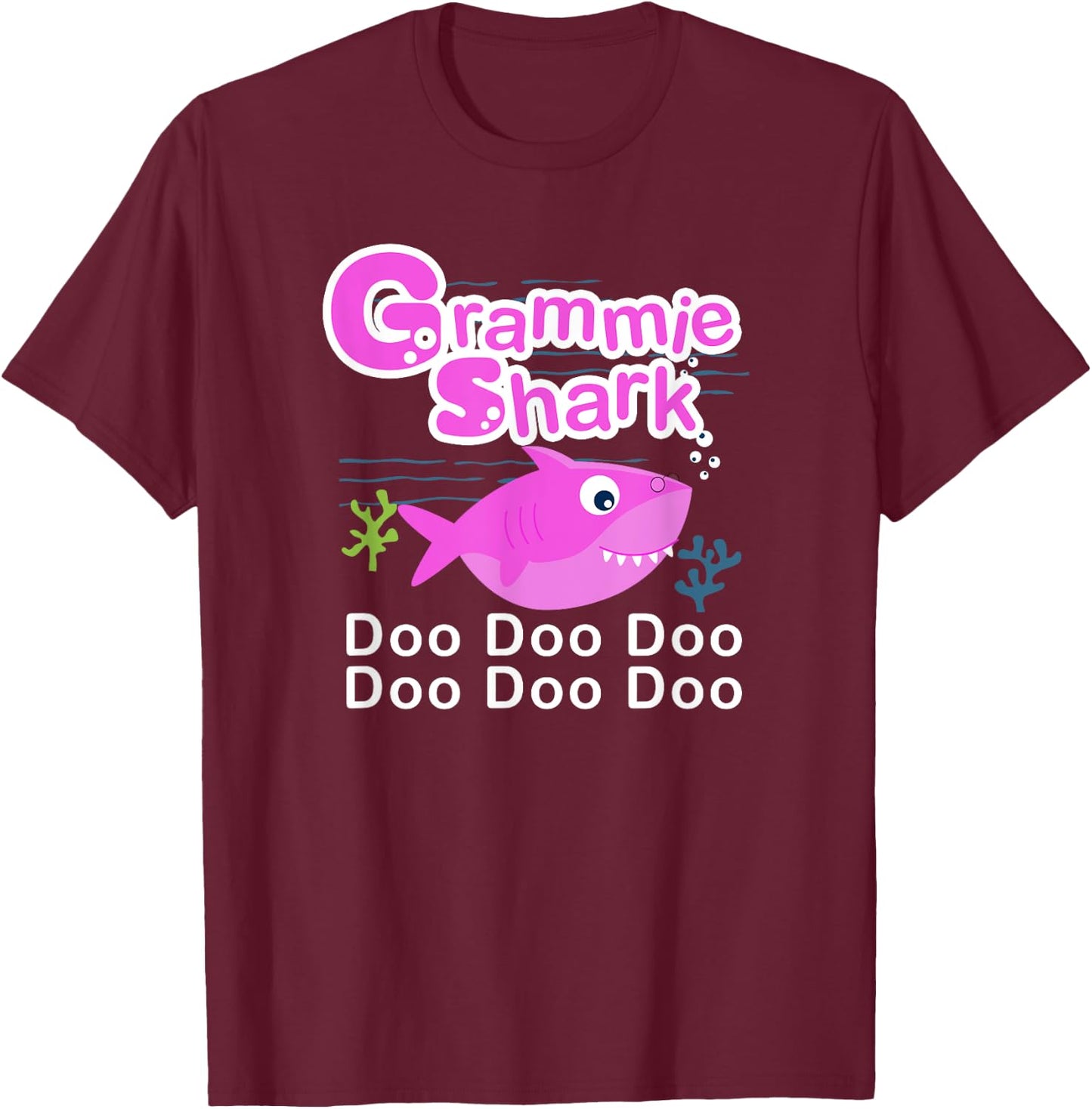Grammie Shark - Cute Grandma Fish Nonnie Fish T-Shirt - T-Shirt | Maroon