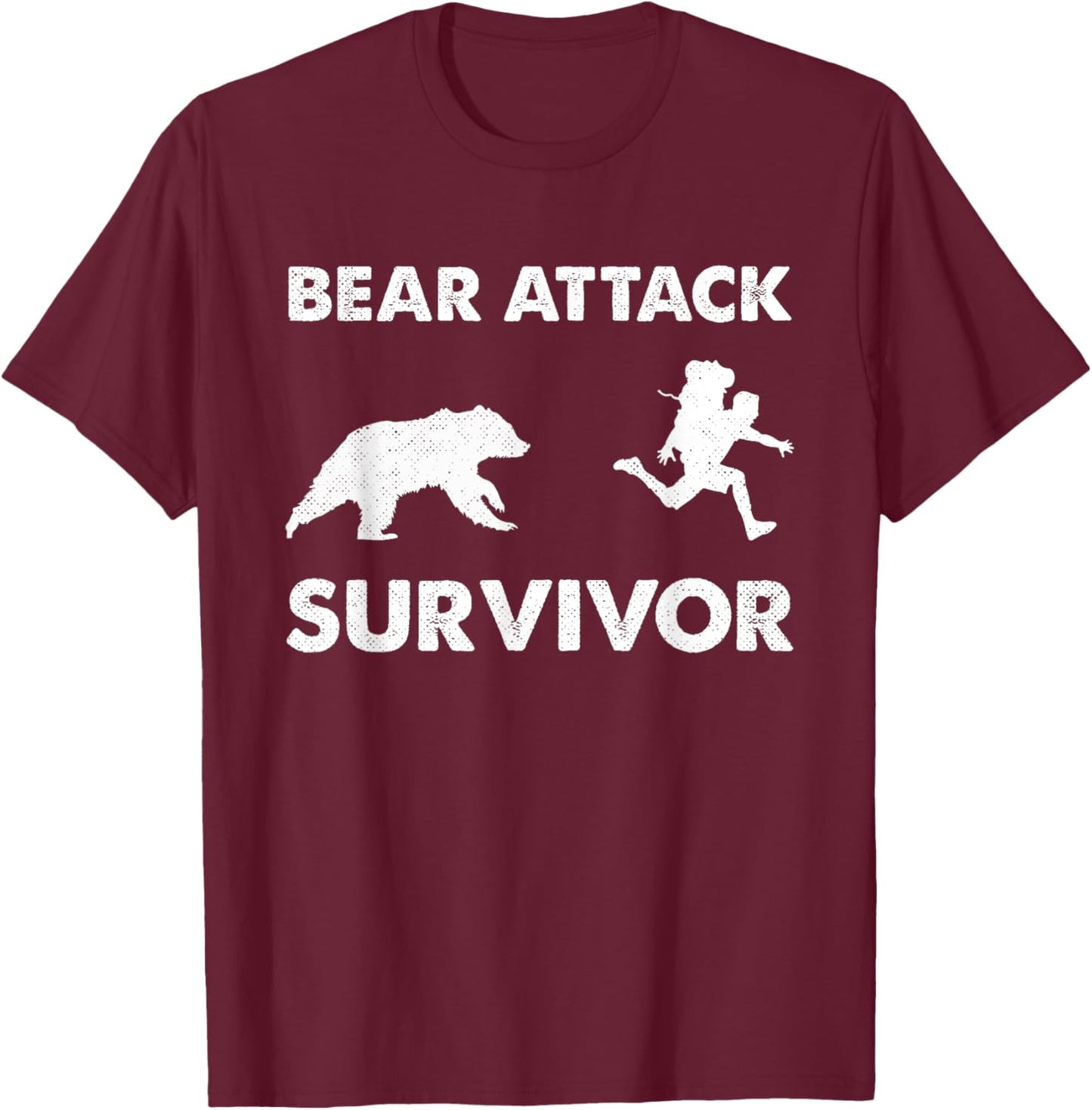 Bear Attack Survivor Funny Retro Outdoors Hiker Comper Biker T-Shirt - T-Shirt | Maroon