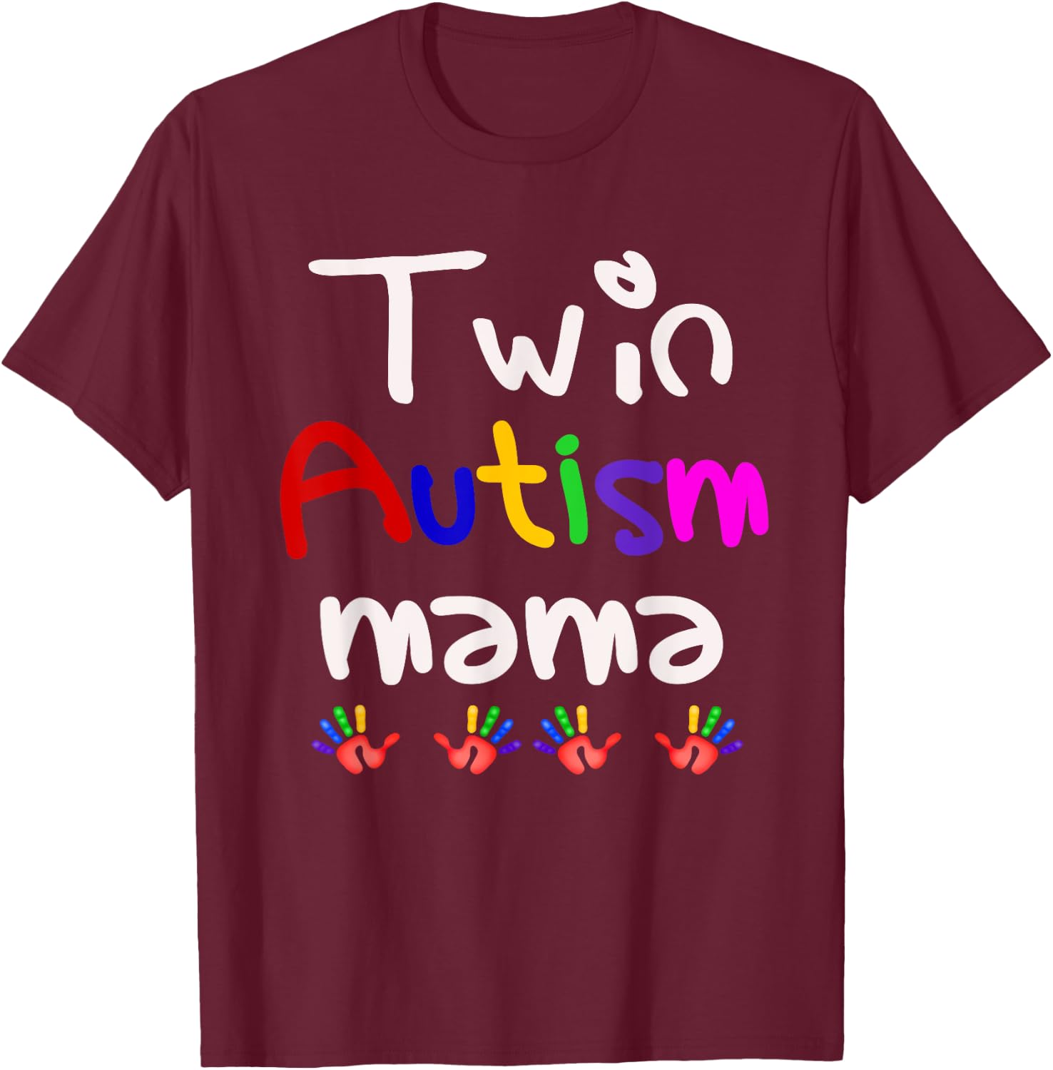 Funny Twin Autism mama Awareness Blessed and Twice as Tired T-Shirt - T-Shirt | Maroon
