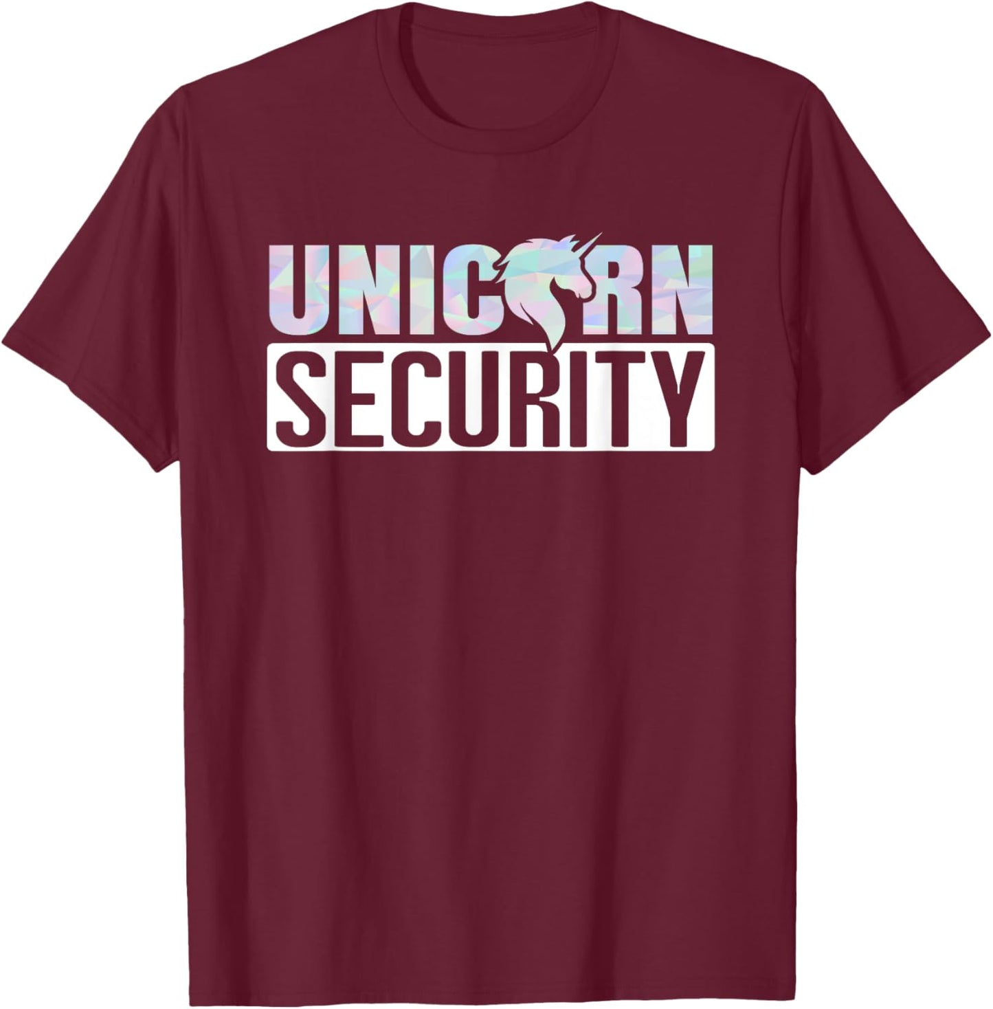 Halloween Easy Quick Adult Dad Mom Unicorn Security Costume T-Shirt - T-Shirt | Maroon