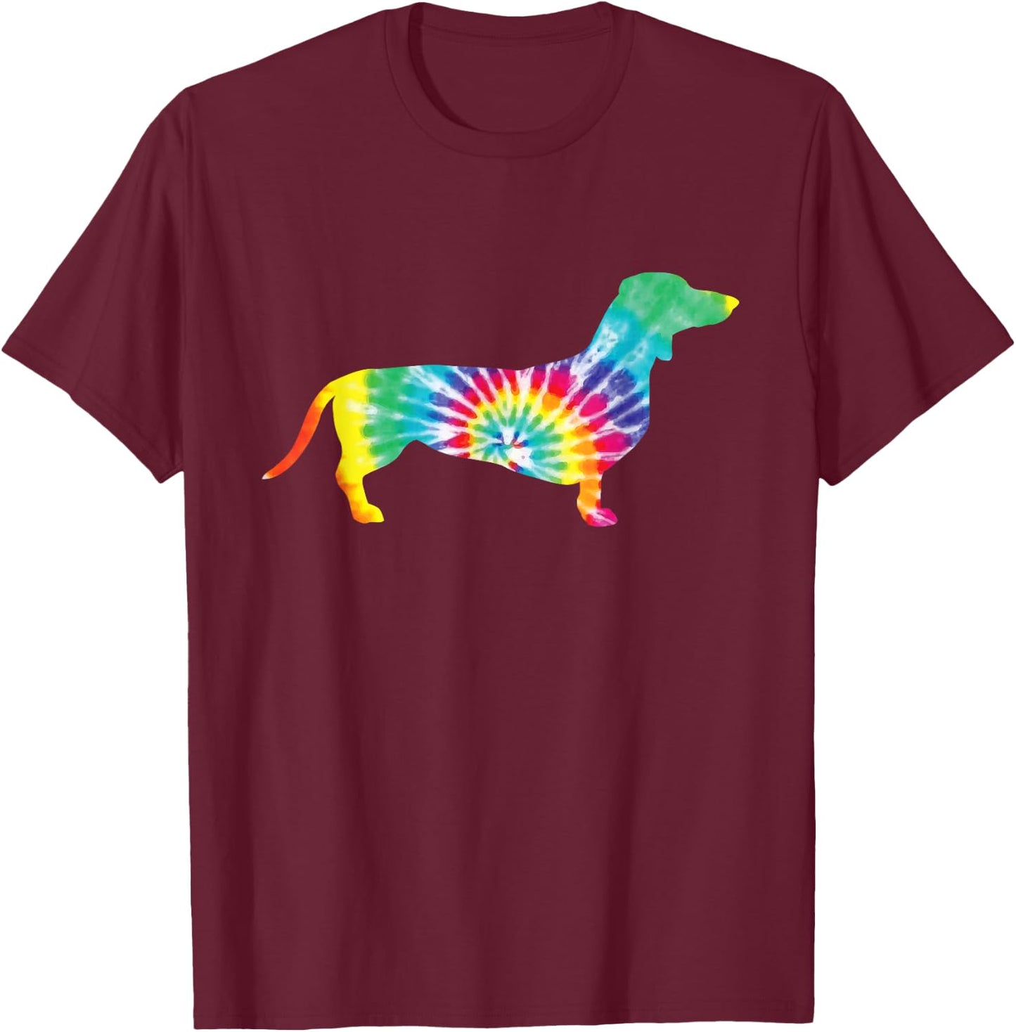 Tie Dye Dog Shirt Hippie Dachshund Retro Puppy Gift Men Women Girls Kids T-Shirt - T-Shirt | Maroon