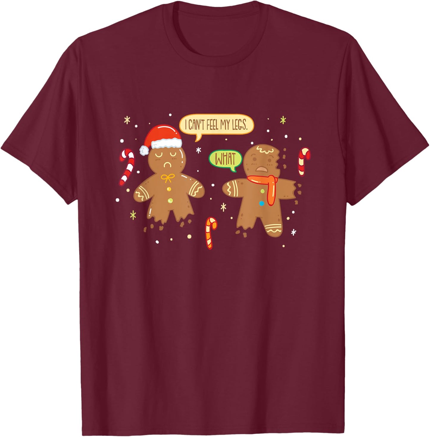 Funny Gingerbread Man - Cute Christmas Cookie Gingerbread T-Shirt - T-Shirt | Maroon