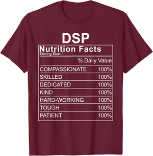 DSP Nutrition Facts Direct Support Professional T-Shirt - T-Shirt | Maroon