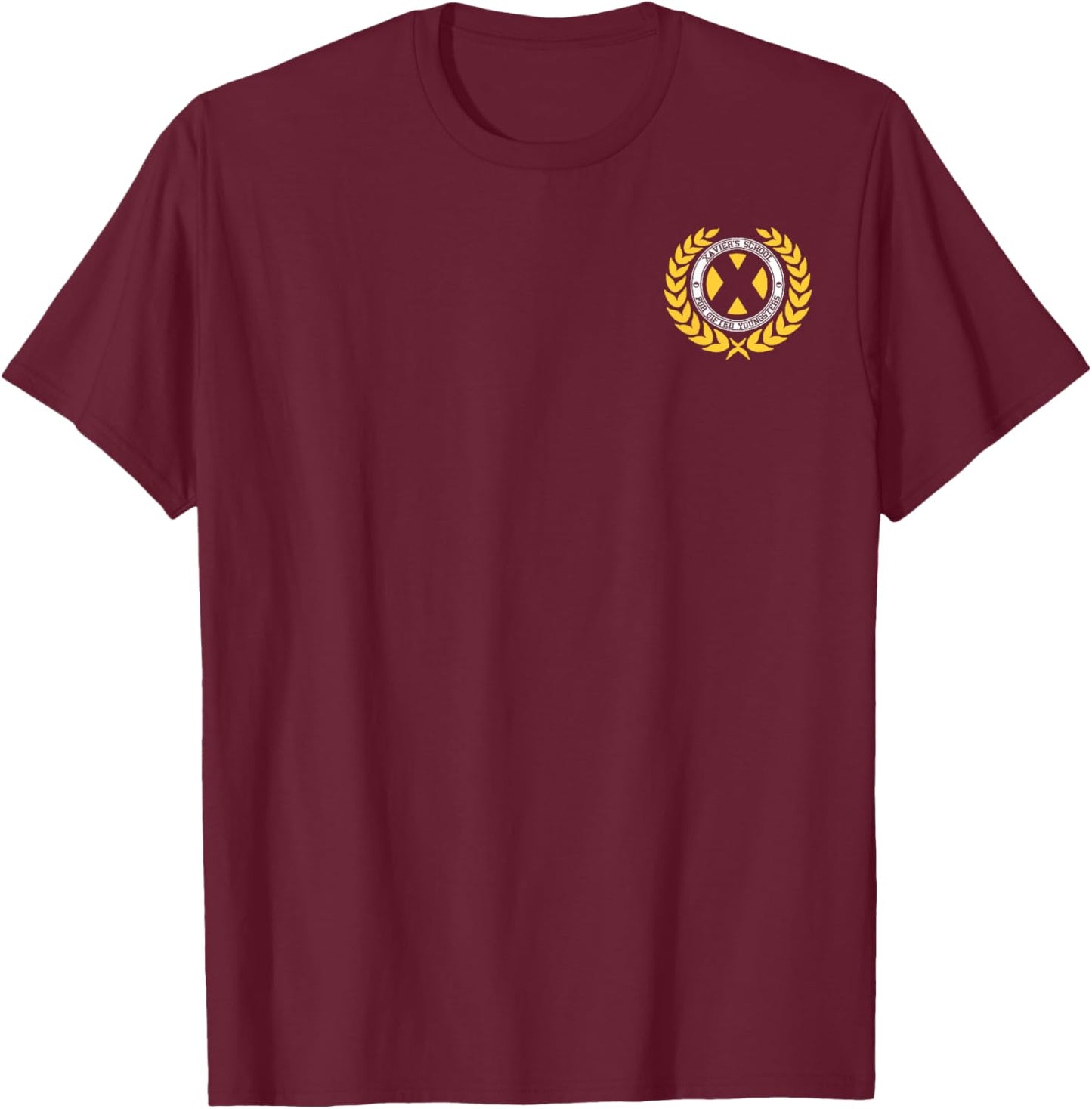 Marvel X-Men School For Gifted Youngsters Small Pocket Logo T-Shirt - T-Shirt | Maroon