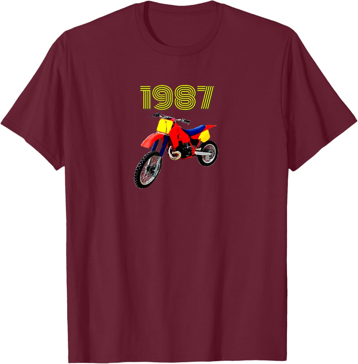 1987 Vintage Retro Dirt Bike Motocross Motorcycle CR 500 T-Shirt - T-Shirt | Maroon