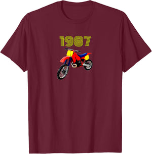 1987 Vintage Retro Dirt Bike Motocross Motorcycle CR 500 T-Shirt - T-Shirt | Maroon