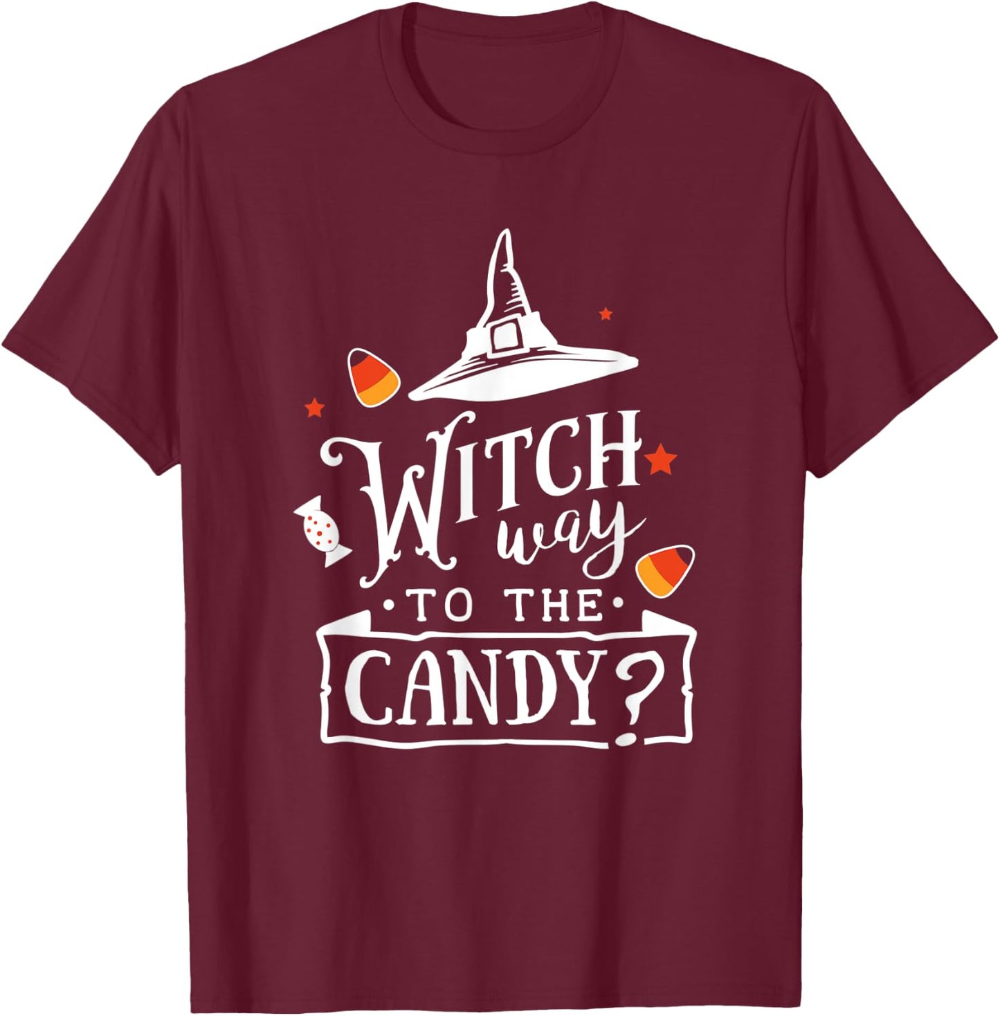 Witch Way To The Candy Halloween T-Shirt - T-Shirt | Maroon