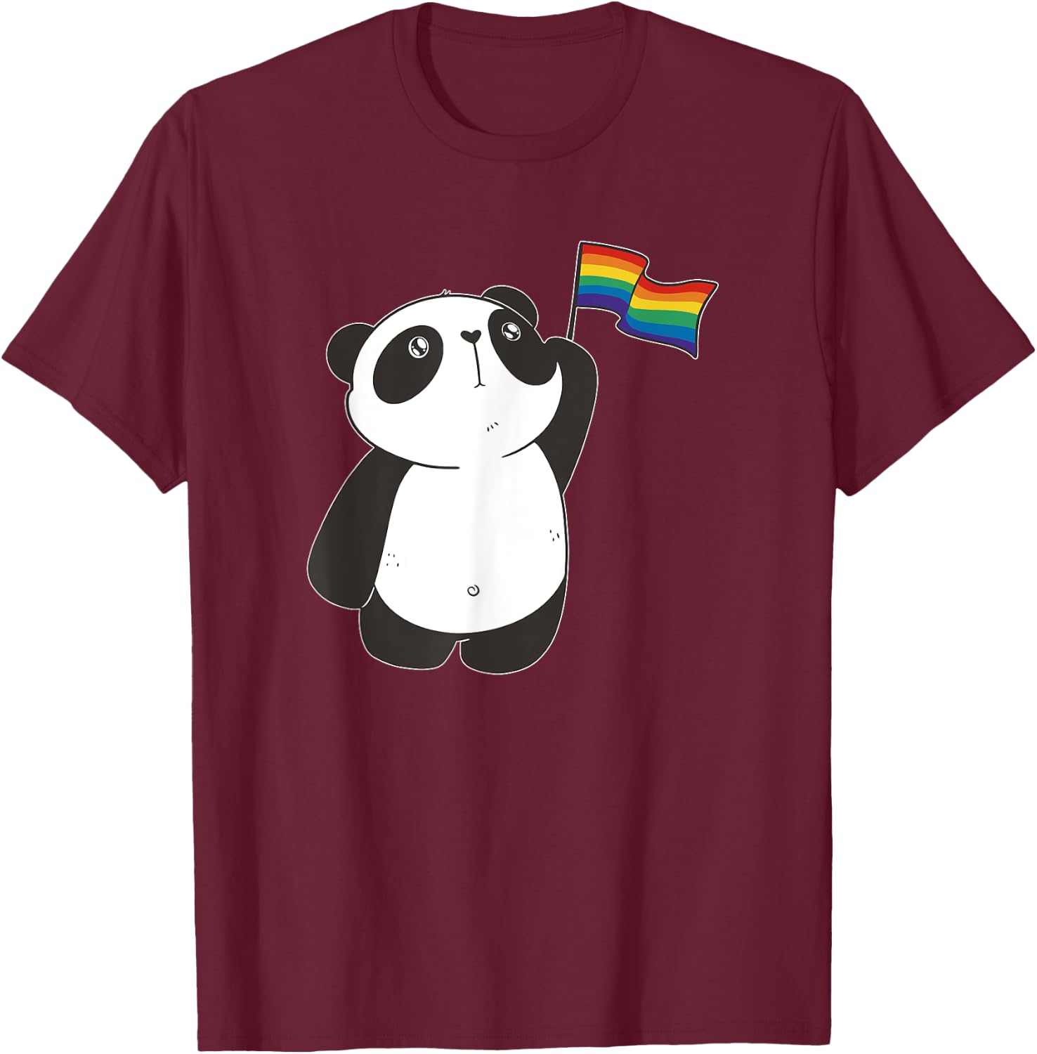 Gay Pride Lesbian LGBT Flag Rainbow Colors Panda T-Shirt - T-Shirt | Maroon