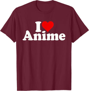 I Love Heart Anime Manga Japanese Animation T-Shirt - T-Shirt | Maroon