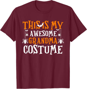 This Is My Awesome Grandma Costume Shirt Funny Halloween T-Shirt - T-Shirt | Maroon