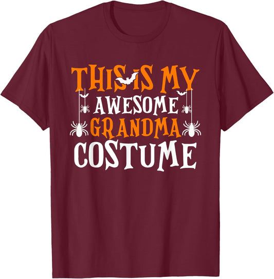 This Is My Awesome Grandma Costume Shirt Funny Halloween T-Shirt - T-Shirt | Maroon