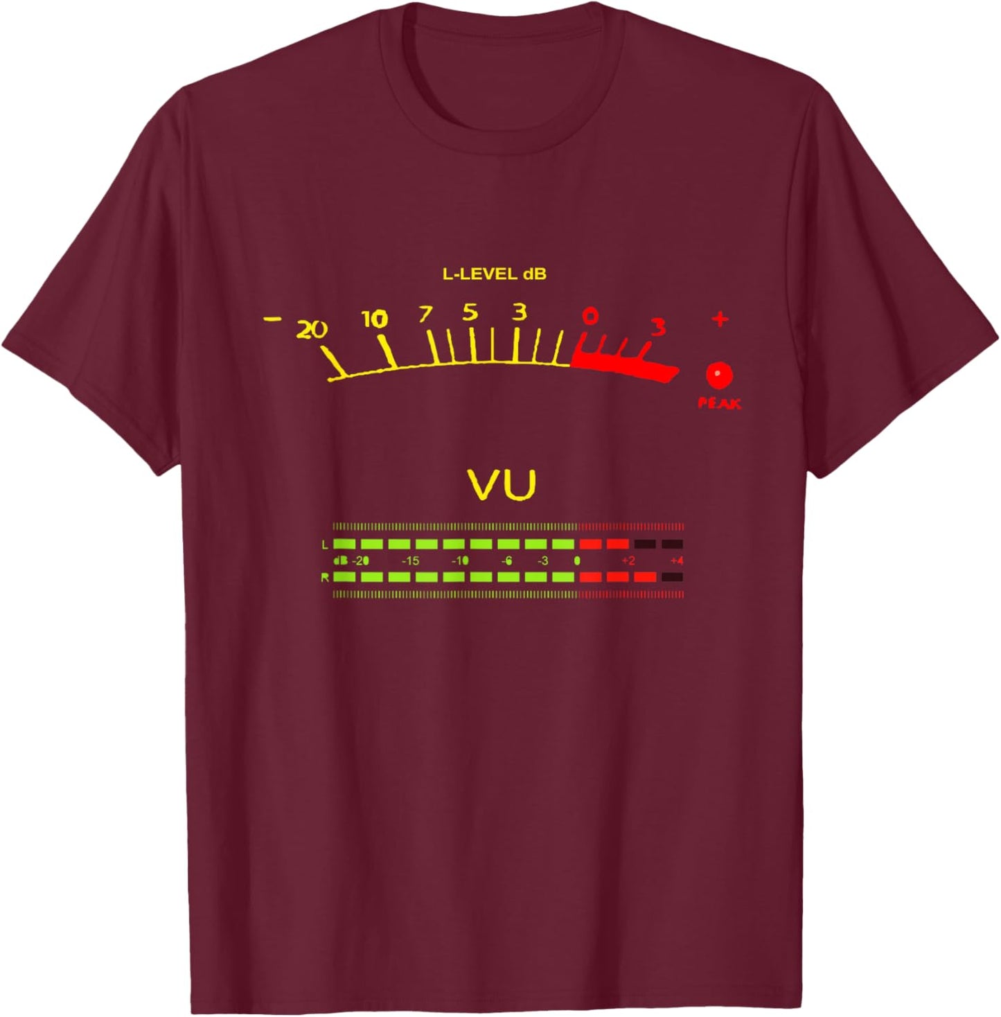 Retro VU Meter Vintage Hi-Fi Audio Stereo Music Sound T-Shirt - T-Shirt | Maroon