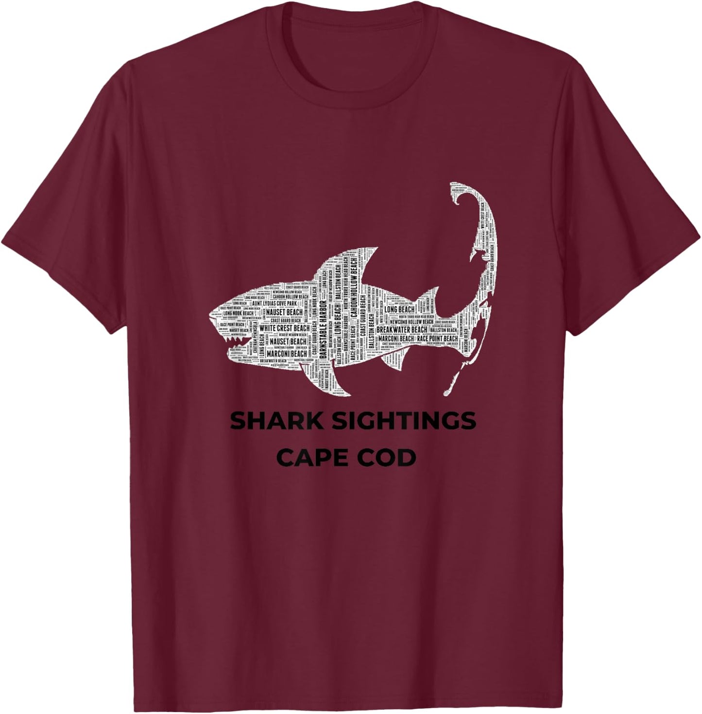 Cape Cod Shark Sightings T-Shirt - T-Shirt | Maroon