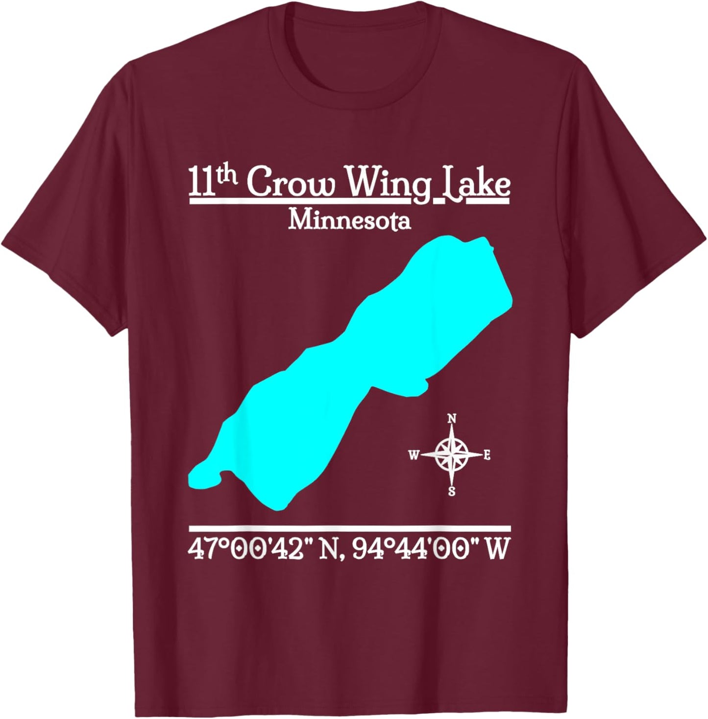 Eleventh Crow Wing Lake - Minnesota T-Shirt - T-Shirt | Maroon