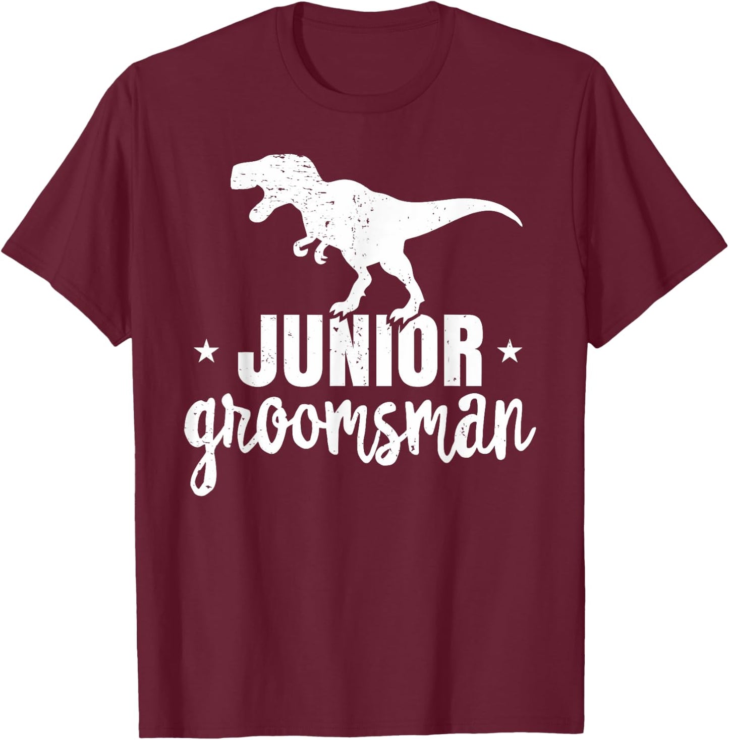 Kids T-Rex Junior Groomsman Dinosaur Wedding Party Gift T-Shirt - T-Shirt | Maroon