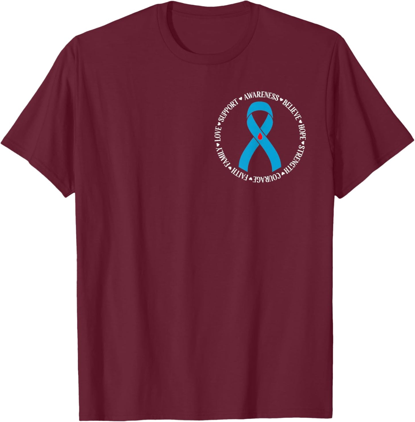 Diabetes Awareness Month Blue Love Ribbon Support T1D T2D T-Shirt - T-Shirt | Maroon